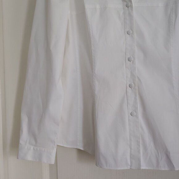 Lafayette 148 Crisp White Button Down Shirt Poplin Minimalist Staple Piece 12 - Picture 5 of 11